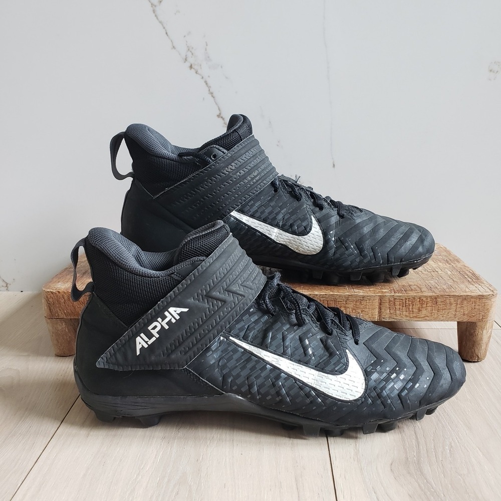 Nike Football Cleats Mens 10.5 Black Alpha Menace Varsity 2 Shoes AQ8154 001